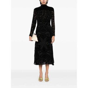 NEW ULLA JOHNSON Helena Midi dDess in Noir